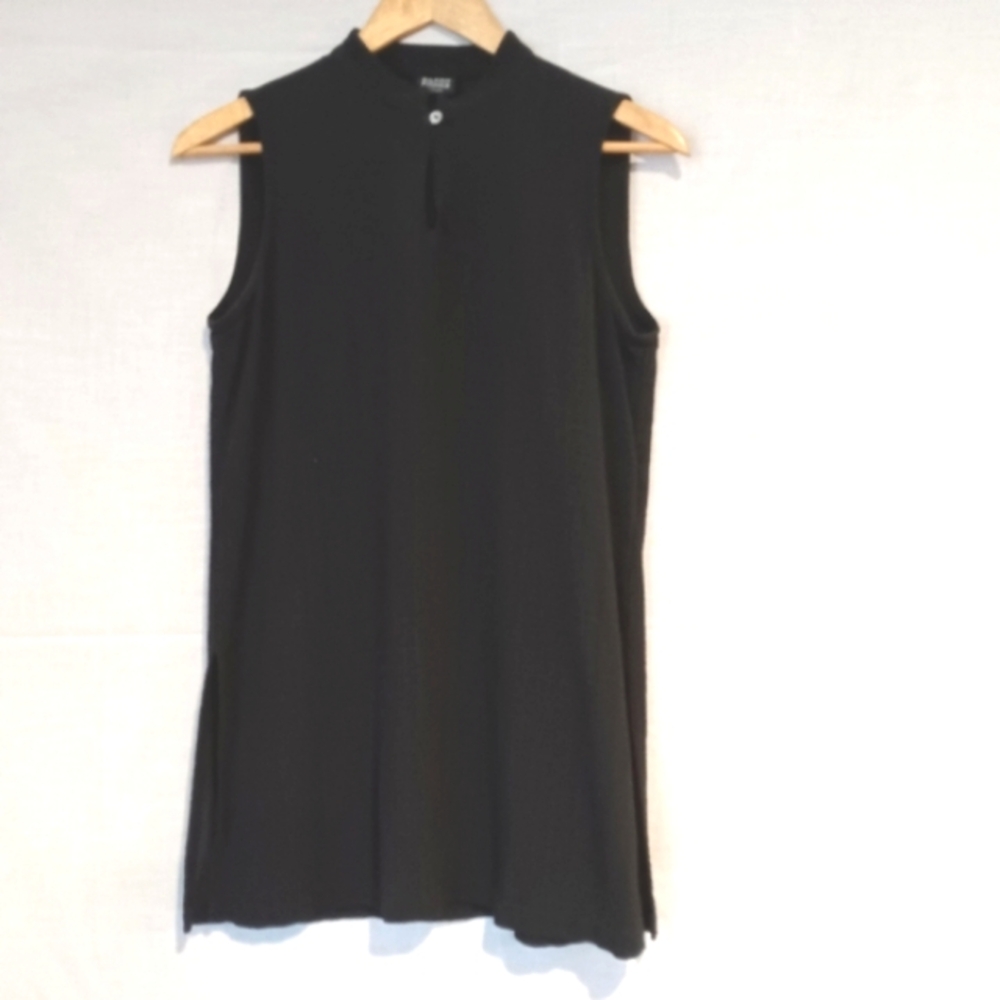 Eileen Fisher Keyhole Front Sleeveless Woven Tunic Top Viscose/Linen Blend